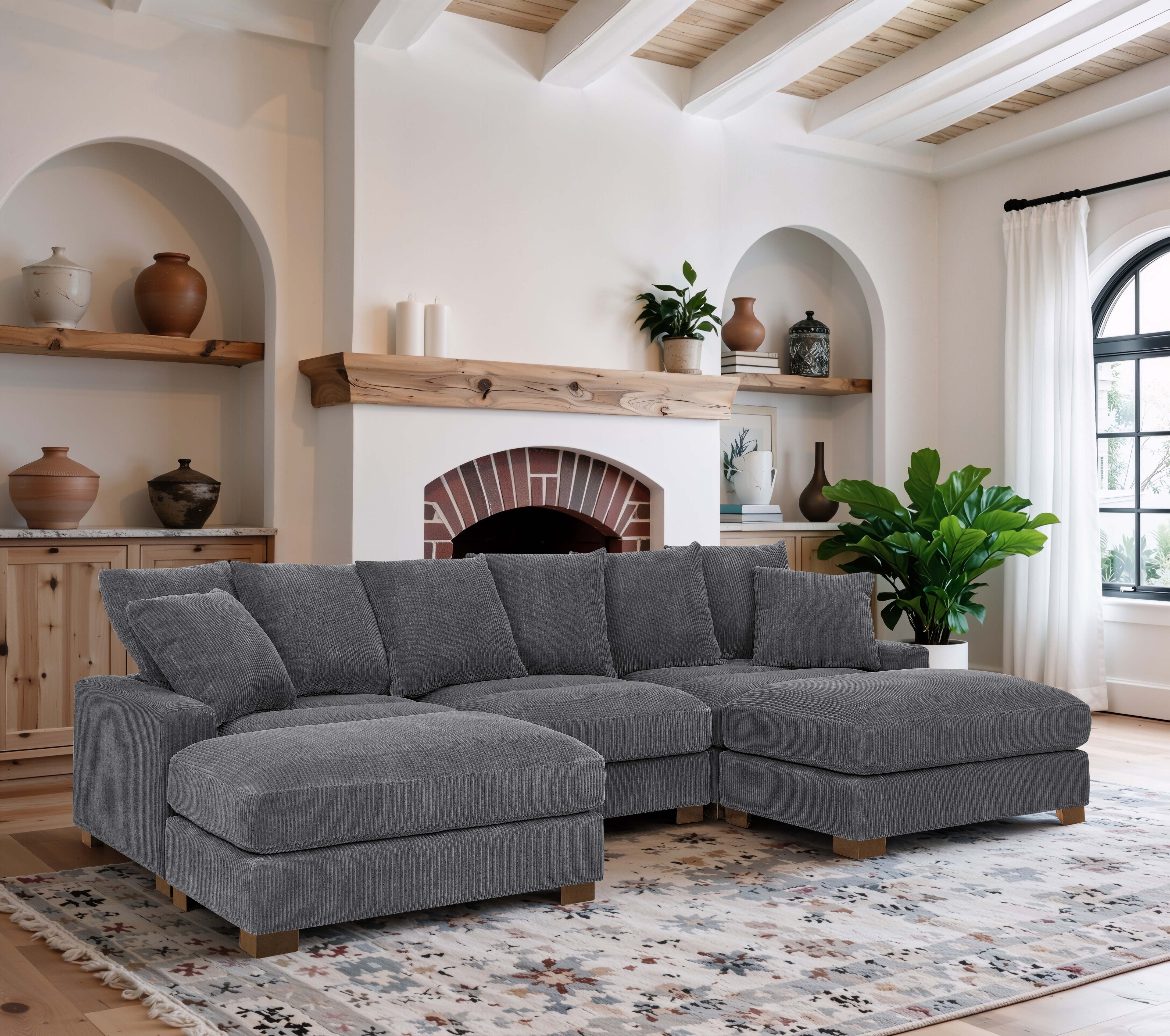 Wade Logan® Ashira 126.5" Wide Reversible Modular Corner Sectional with Ottoman & Reviews | Wayfair