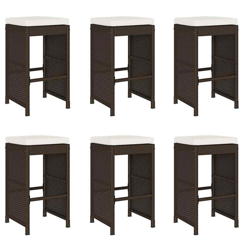  Ensemble de 6 tabourets de jardin Garden, Brun, Blanc
