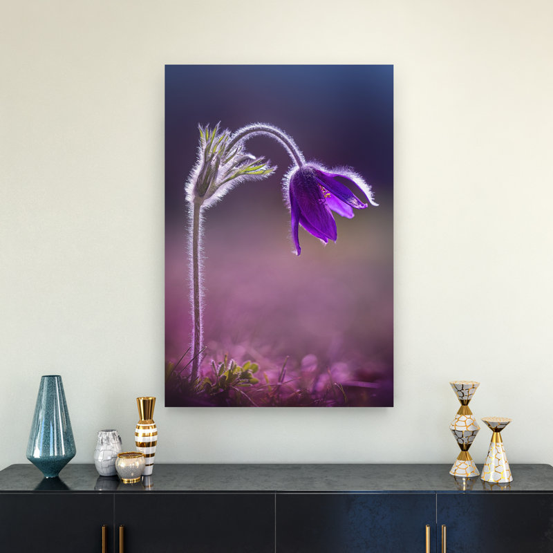 Purple Flower Delicate Ethereal Serene Violet Flower Nature Wall Art Print 1 Piece Wrapped Canvas Wall Art