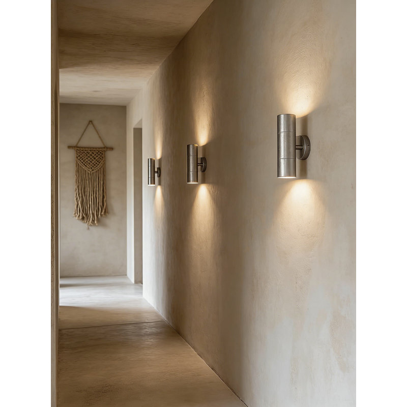 Ken & Ricky Up Down Outdoor Wall Sconce Light Fixture, 2 Pack Brushed Nickel Stainless Steel Cylinder Exterior Lighting For Porch, Garage, Entryway, And Patio