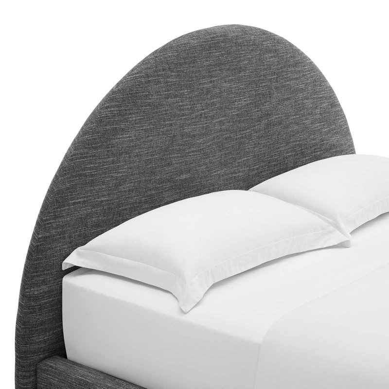 Resort Performance Velvet Arched Round Platform Bed, Heathered Weave Slate, Full
