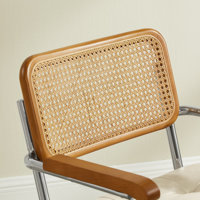 Fauteuil de bureau en cuir Bonneau, Blanc cassé