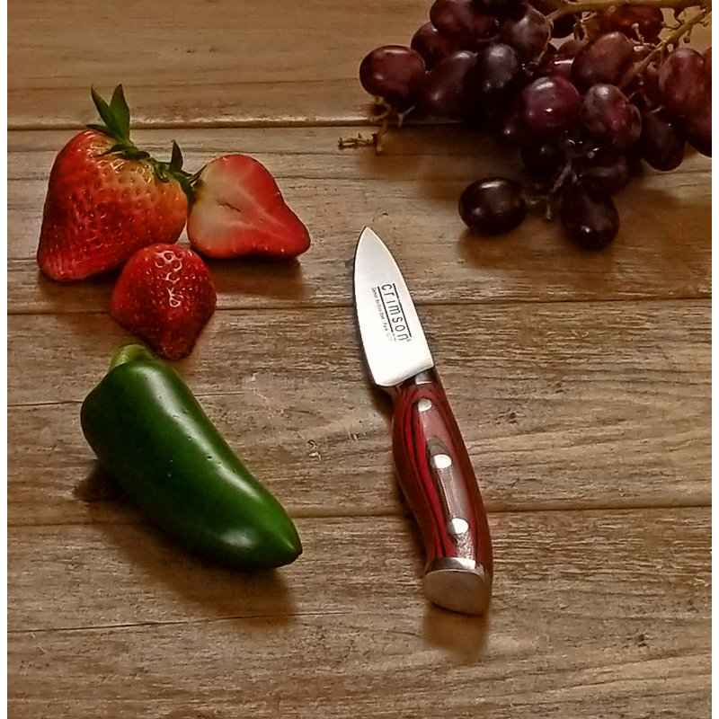 Crimson Series 3.5-Inch Silver Carbon Paring Knife with Ergonomic Handle