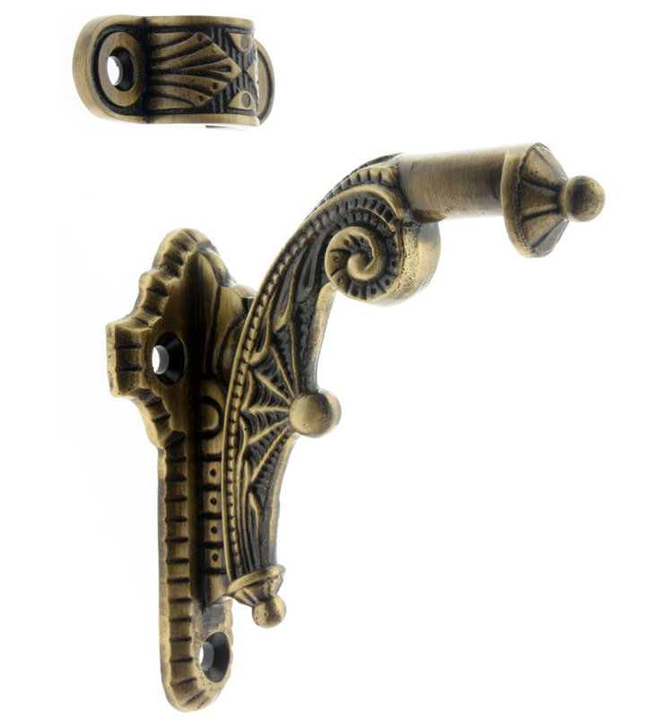Solid Brass Spider Web Hand Rail Bracket, Antique Brass