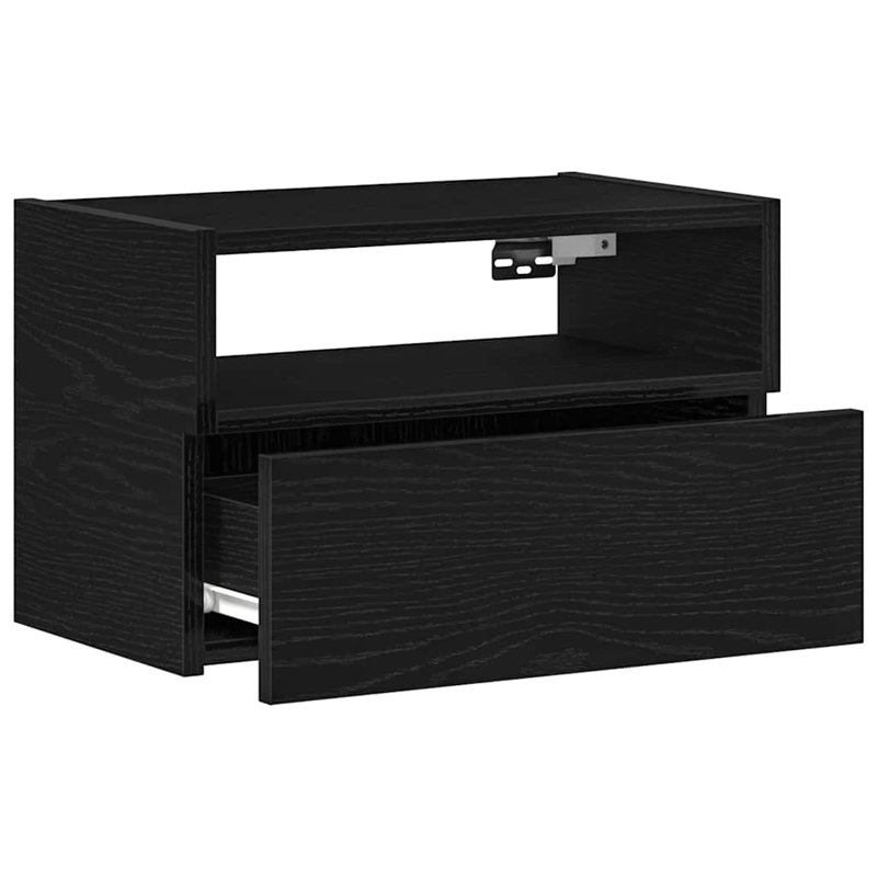 Cabriales 45cm W Manufactured Wood Bedside Table, Black, 2