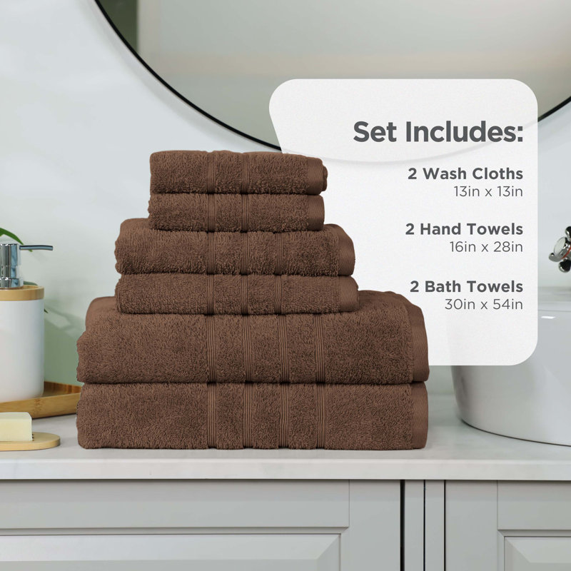 Martex Ultimate Solid 6 Piece Chocolate Towel Set, Chocolate