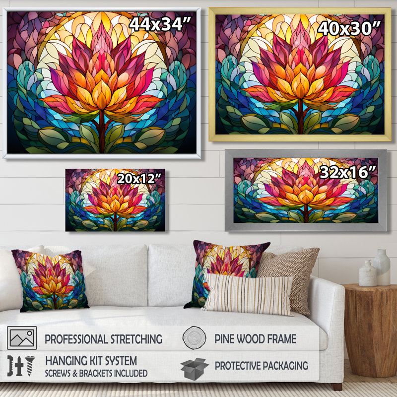 «Blossoming Rainbow Lotus», impression encadrée de lotus, Cadre flottant brun, bois massif, H 30 po x l 40 po