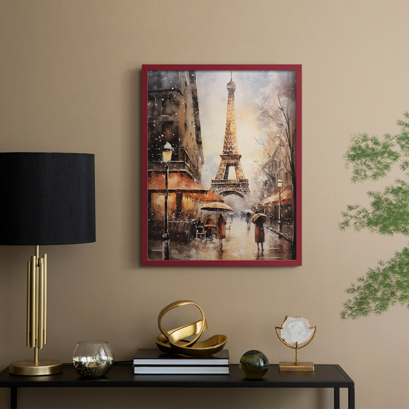 «Christmas Holiday Art DLXIV», reproduction d'art encadrée - bois massif, H 21 po x l 17 po, Rouge
