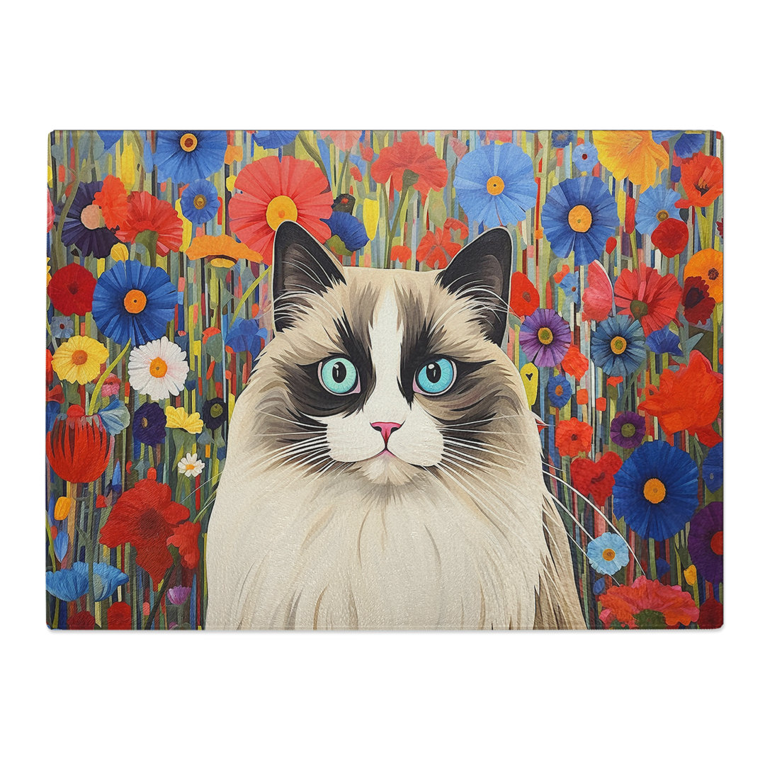 Ragdoll Cat Colour Field  Glass Chopping Board