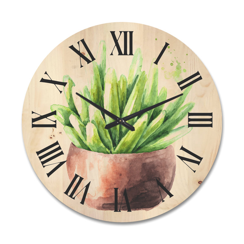 Horloge murale Succulent Flower in Terracotta Pot I, Très grand