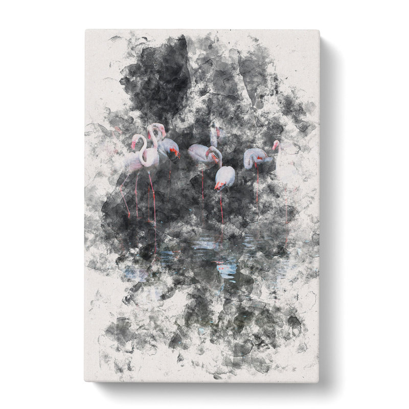 Reflection Of Flamingos - Wrapped Canvas Painting, 91cm H x 60cm W x 3cm D