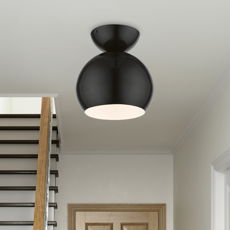 Plafonnier semi-encastré 8 lumières Dianara, Noir brillant, Noir / blanc