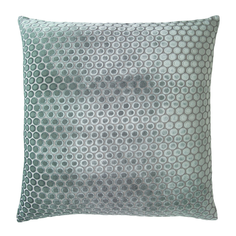 Dots Square Velvet Pillow Cover & Insert, Jade, 18"H x 18"W