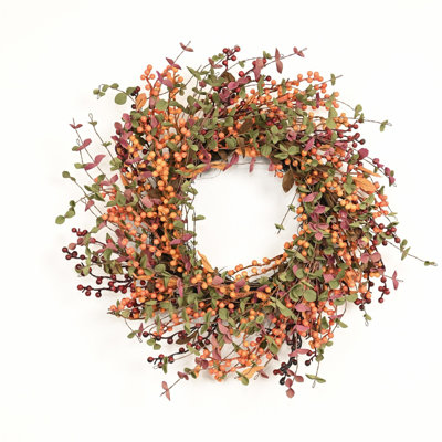 Couronne de porte 24 po avec baies d'eucalyptus artificiel 24 po