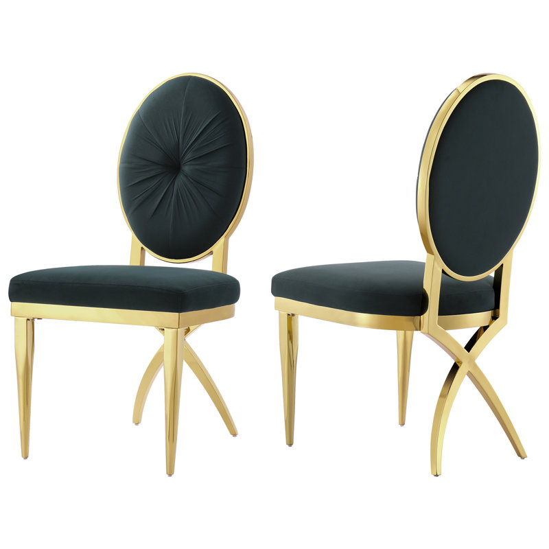 Chaise d'appoint en velours capitonné Lizveth