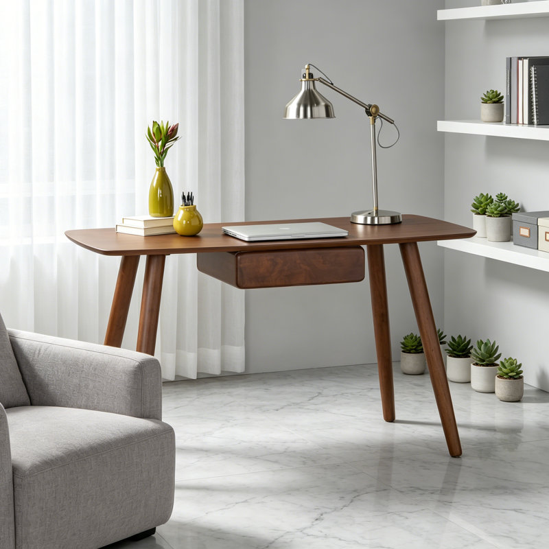 Study Computer Desk,Office Desk, Study Table,Writing Desk With Drawer For Home ,Office Modern Furniture,Walnut Color