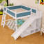 Lit mezzanine en bois avec tablettes, toboggan et échelle-380325444-380325445