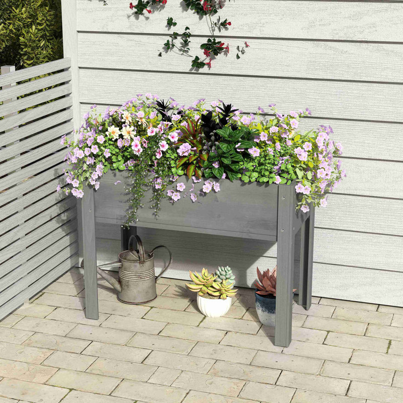 Lit de jardin surélevé avec pieds, H 30 po x l 16 po x P 31 po, Gris