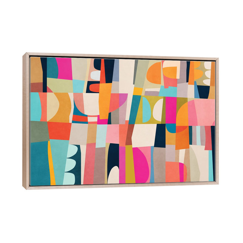 Coloured Parts XI, Natural Wood Floater Framed Canvas, 18" H x 26" W x 1.5" D, No Mat