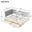 Lit plateforme simple en bois avec tête de lit avec rangement, tablettes et 2 tiroirs, blanc-1089278557-1089278556