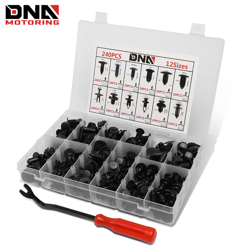 240PCs Auto Car Trim Body Nylon Assorted Clips Variable Depth Type Plastic Clip Rivets Tool Set