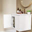 Meuble-lavabo de 24 po avec portes doubles, charnières à fermeture en douceur, poignées dorées, blanc brillant, lavabo en céramique - installation simple, lavabo d'apparence élégante, lavabo, poignée longue en métal, blanc facile à assembler,-129959492-129959493