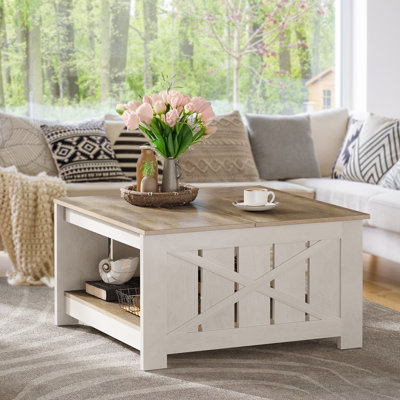 Vesely Farmhouse Square Coffee Table with Storage