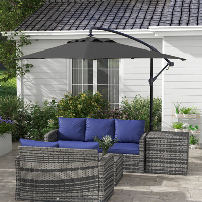 Outsunny 3x2m Cantilever Parasol with Cross Base Crank Handle