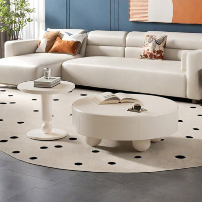 Table basse ronde crème