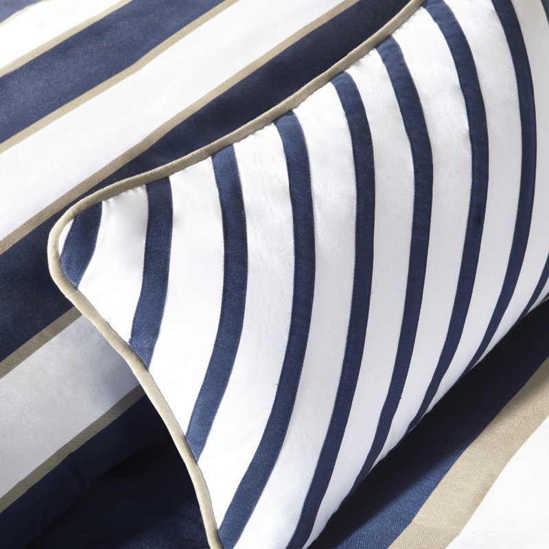 Ensemble d'édredon Ashton, Édredon simple / simple TG, 1 taie décorative et, Kaki / Bleu marine
