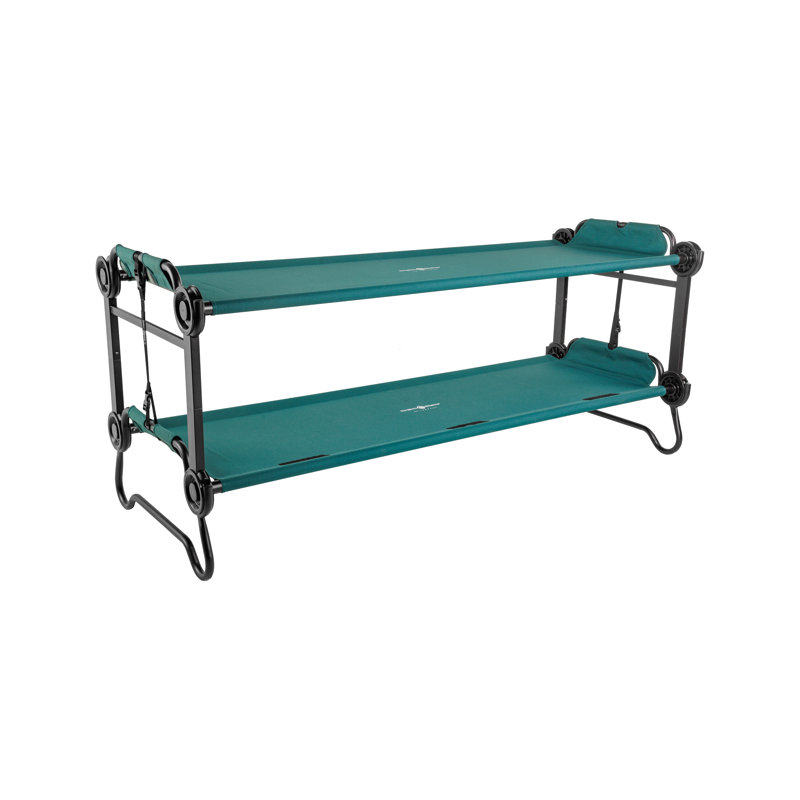 Disc-O-Bed Large Outdoor Convertible 2 Person Portable Camping Bunk Cots, Green, Green/Tan, Large