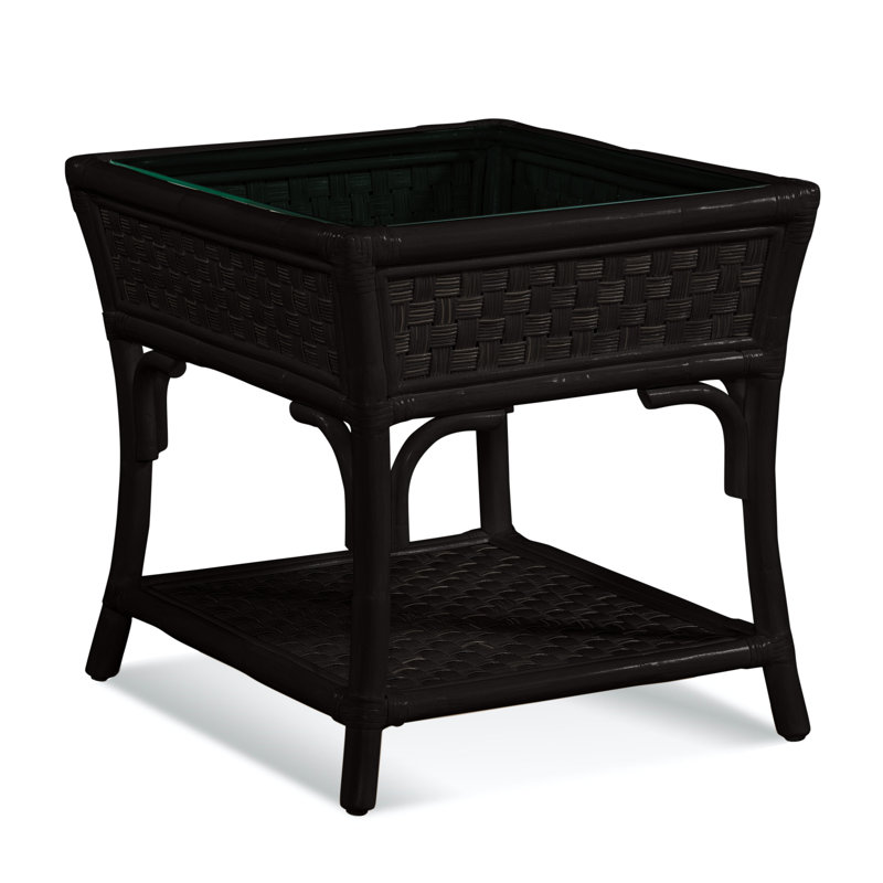 Table de bout avec rangement en verre Boca, Noir antique