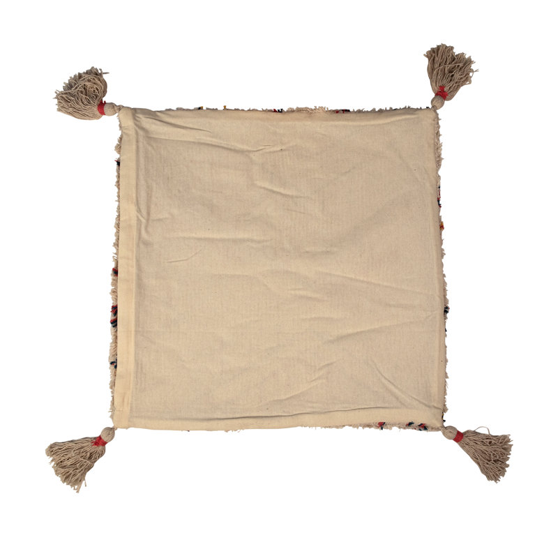 100% Cotton Throw Square Beige/Pink/Black Pillow Cover & Insert