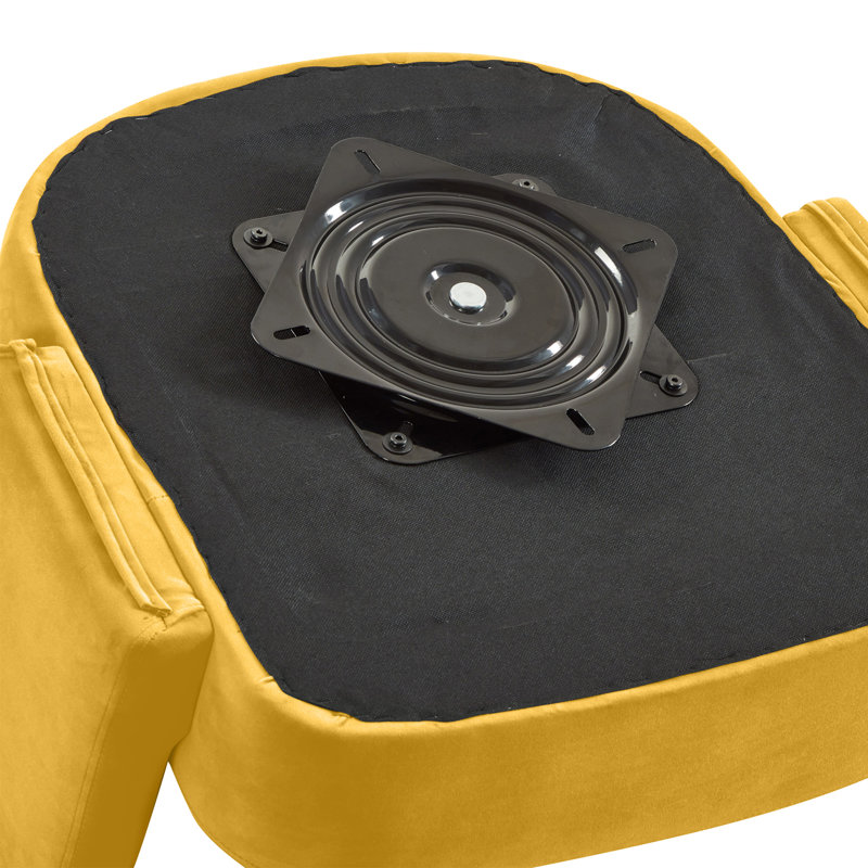 Fauteuil demi-tonneau pivotant moderne et doux, Velours jaune