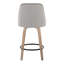 Tabouret de comptoir 27 po à hauteur fixe avec pivot en bois blanchi et tissu gris clair avec garniture cloutée en laiton et repose-pieds rond en métal noir - ensemble de 2