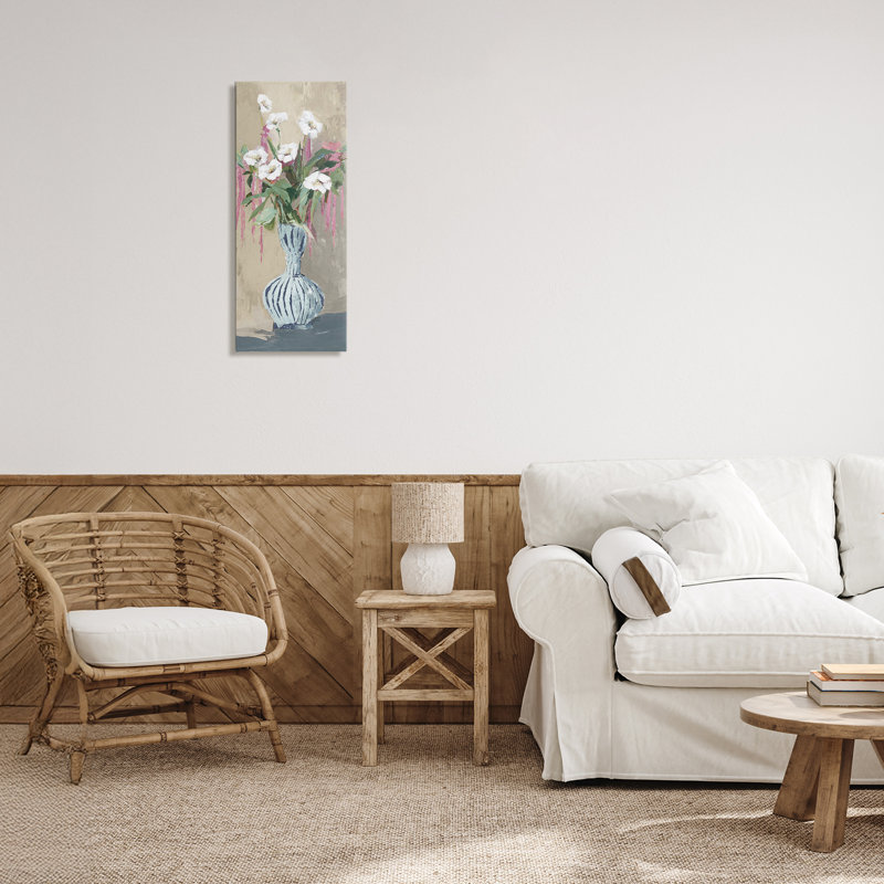 Fleurs élégantes, toile dépliée, design par Susan Pepe, H 24 po x l 10 po