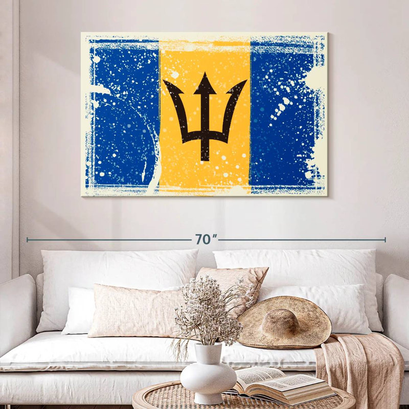 Borges Splattered Barbados Flag, 32" H x 48" W