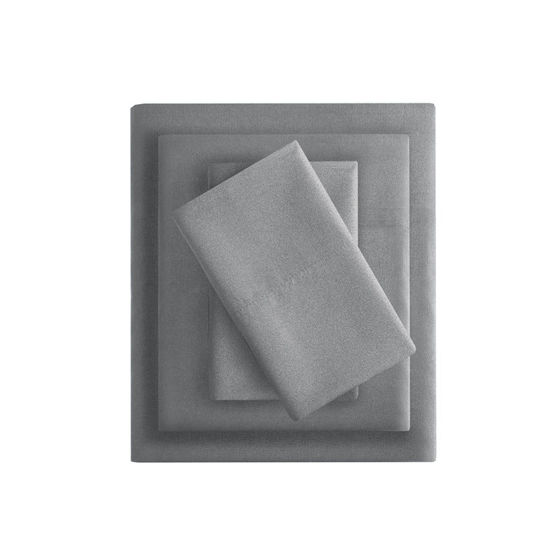 Ensemble de draps Gracie Mills Ruby, Ensemble de draps pour lit simple TG avec 1 taie d, Gris anthracite