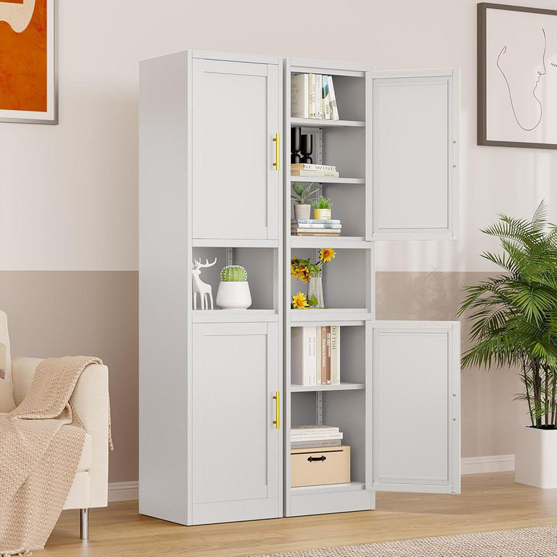 Armoire de rangement en métal à tablette étroite pour salle de bain et cuisine, Blanc