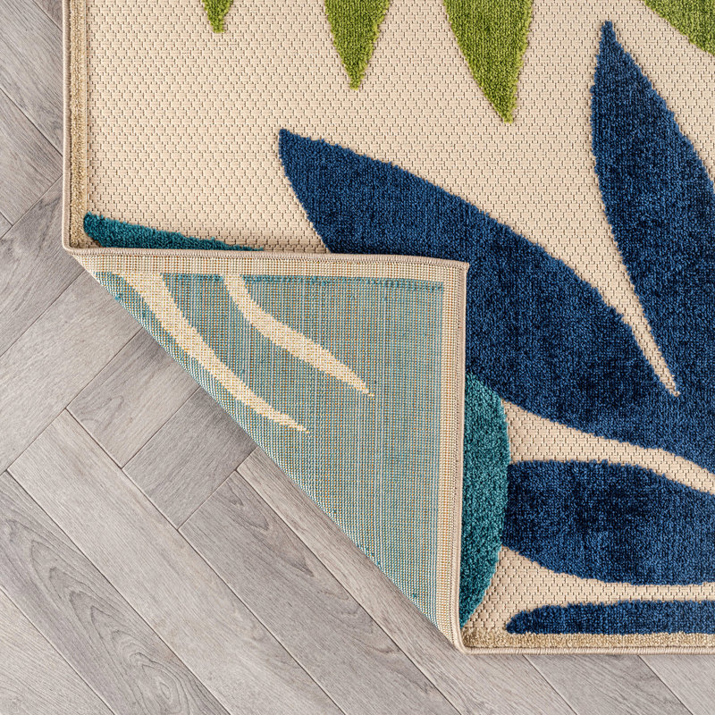 Palm Ivory/Multi Indoor/Outdoor High-Low Area Rug, Multi, Rectangle 7'10" x 10'