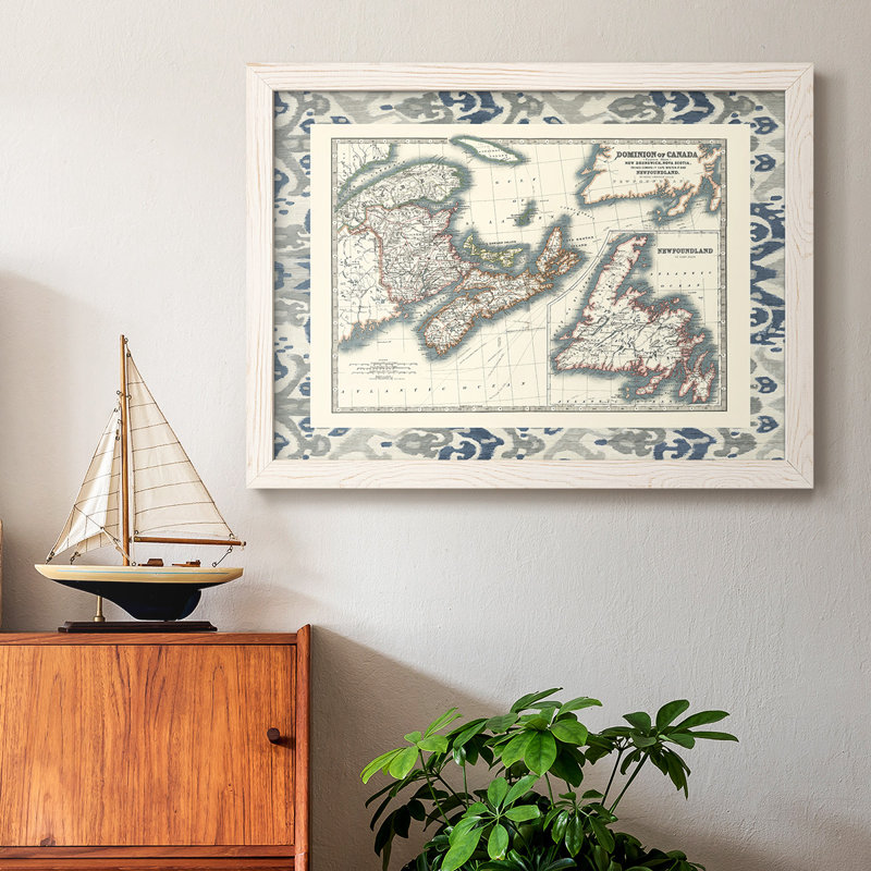 Carte du Canada encadrée, reproduction sur toile, Cadre blanc, H 18 po x l 26 po x P 1,5 po