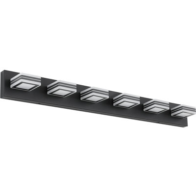 SOLFART Modern LED Dimmable Bathroom Light Fixtures Over Mirror Led Vanity Lights Modern Black LED 6