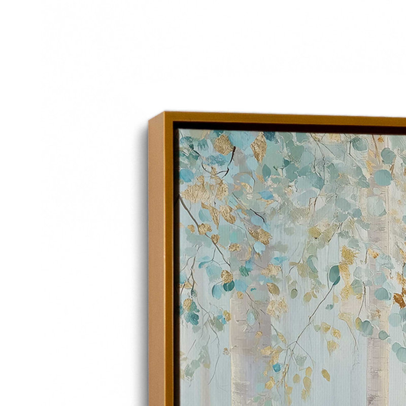 Ensemble de 2 impressions Golden Birch Serenity, 32 po x 48 po, Cadre flottant doré poli