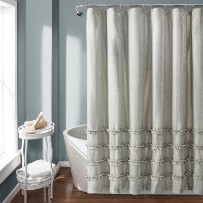 Rideau de douche simple à rayures 100% coton Vintage Stripe