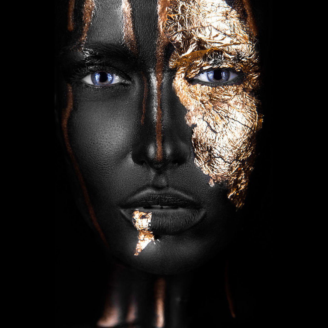 Gerahmter Grafikdruck "Noir Gold"