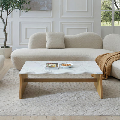 Table basse moderne avec plateau en faux marbre, table d'appoint, table de cocktail pour le bureau du salon