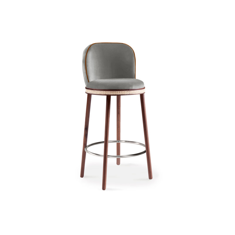 Alma Counter & Bar Stool, Fog, Polished Nickel, Counter Stool (27" Seat Height)