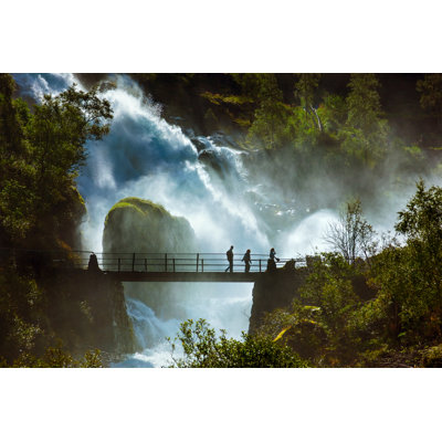 Waterfall near Briksdal Glacier Norway 1 Piece Wrapped Canvas Wall Art