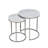 Matzen Contemporary Nesting Table Set with Natural Marble Top in Nickel