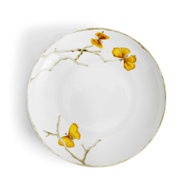 Butterfly Ginkgo Handmade Porcelain Pasta Bowl